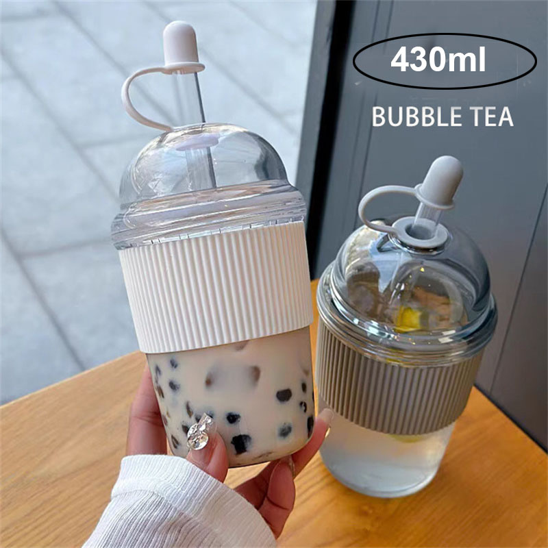 Training Cup Straw - 430ML Straw Cup With Lid Bubble