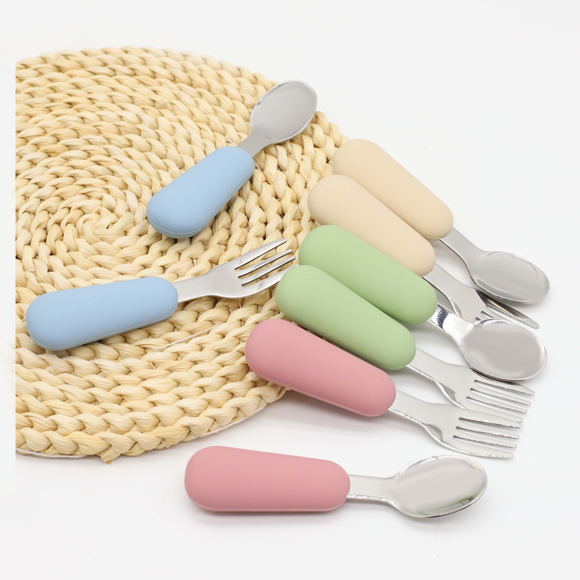 Easy Baby Food - Silicone stainless steel spoon fork food