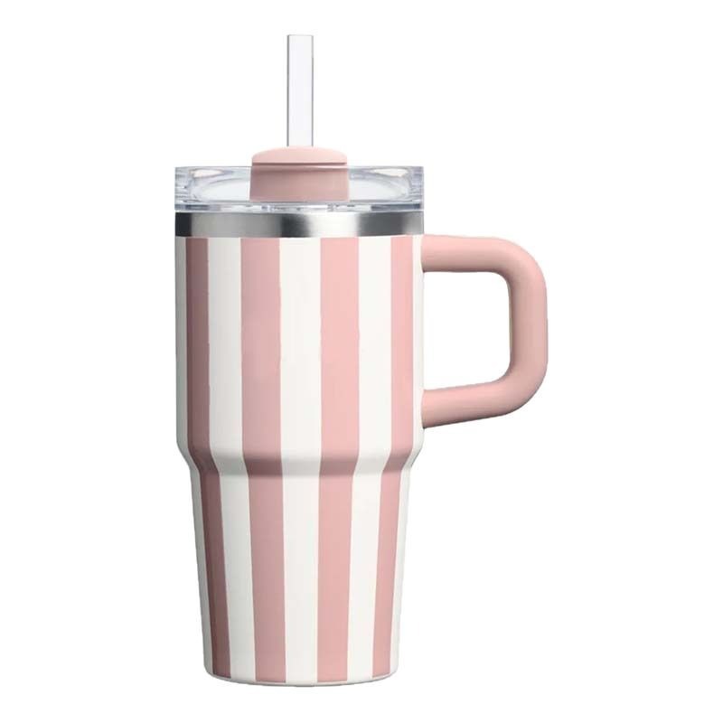 Training Cup Straw - Striped Tumbler Cup with Handle and