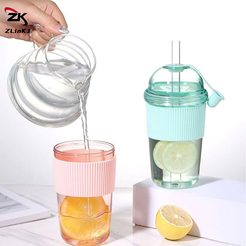 Training Cup Straw - (ZYDD01) 1Pcs 430/520/630ML Transparent Coffee Mug
