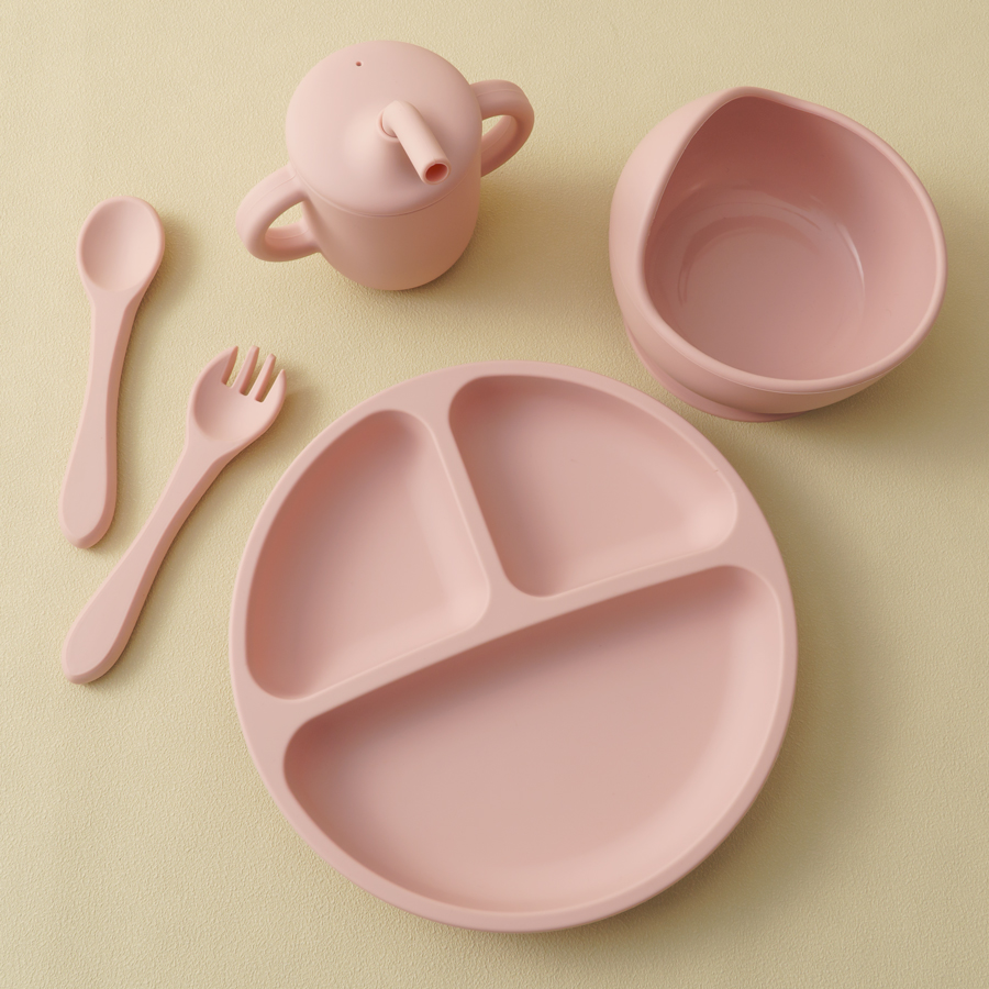 Baby Food Utensils Set - 5PCS Baby Silicone Tableware Set Suction