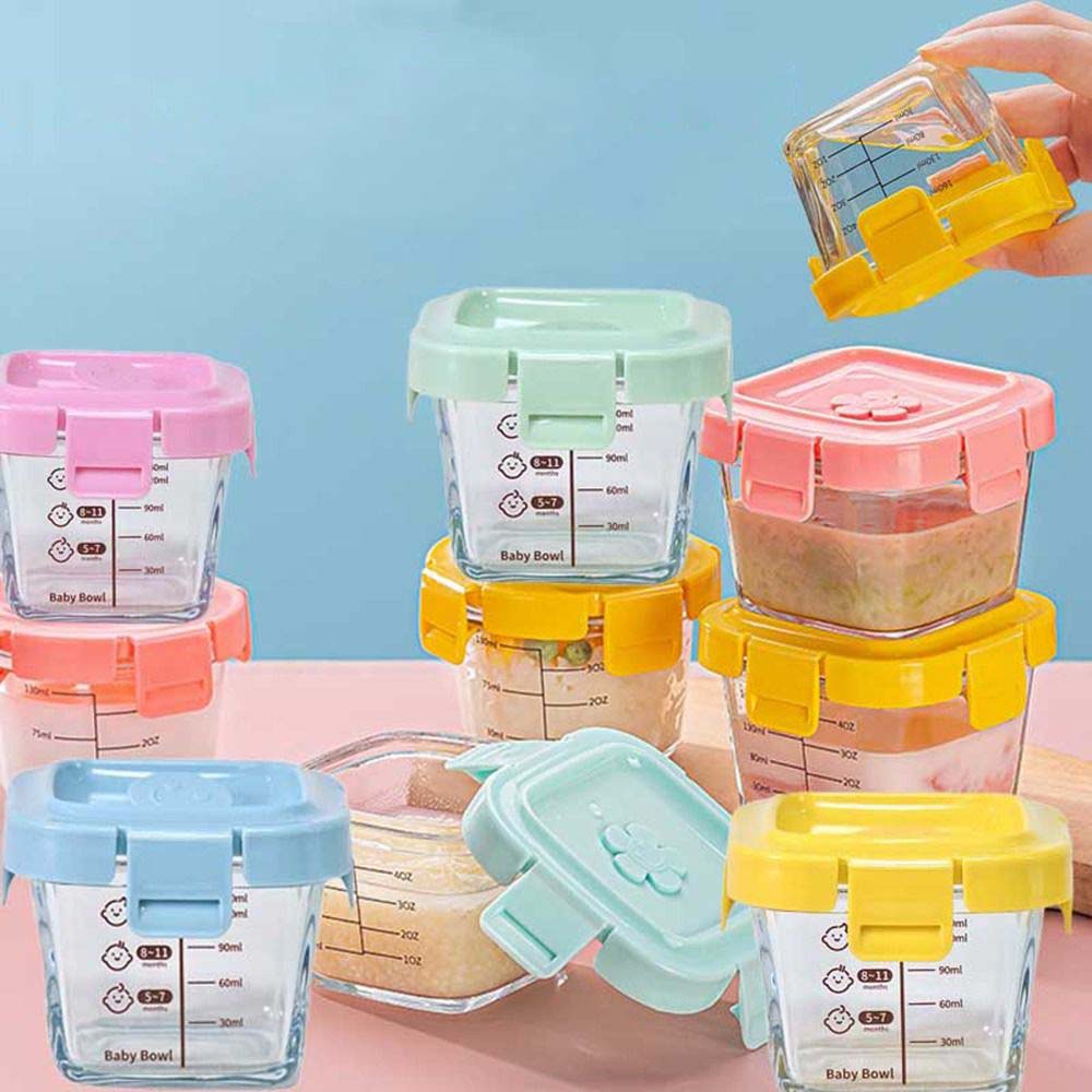 Baby Food Glass Jar - 140ml Glass Food Storage Box Frozen