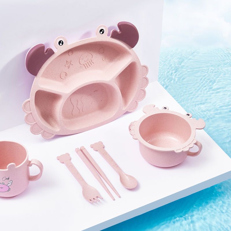 4/6pcsCrabs Children's Plates, - Baby Food Utensils Set 评论和价格