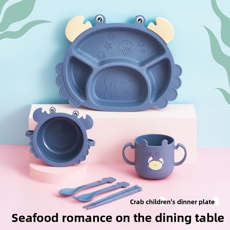 4/6pcsCrabs Children's Plates, - Baby Food Utensils Set 评论和价格