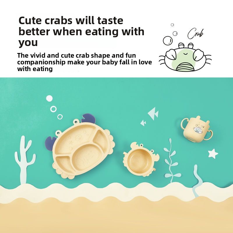 4/6pcsCrabs Children's Plates, - Baby Food Utensils Set 评论和价格