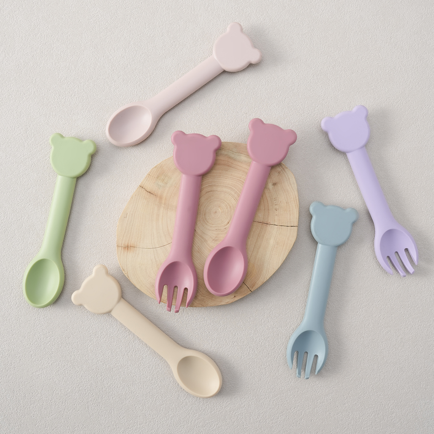 2PCS Silicone Baby Tableware A - Baby Food Utensils Set 评论和价格