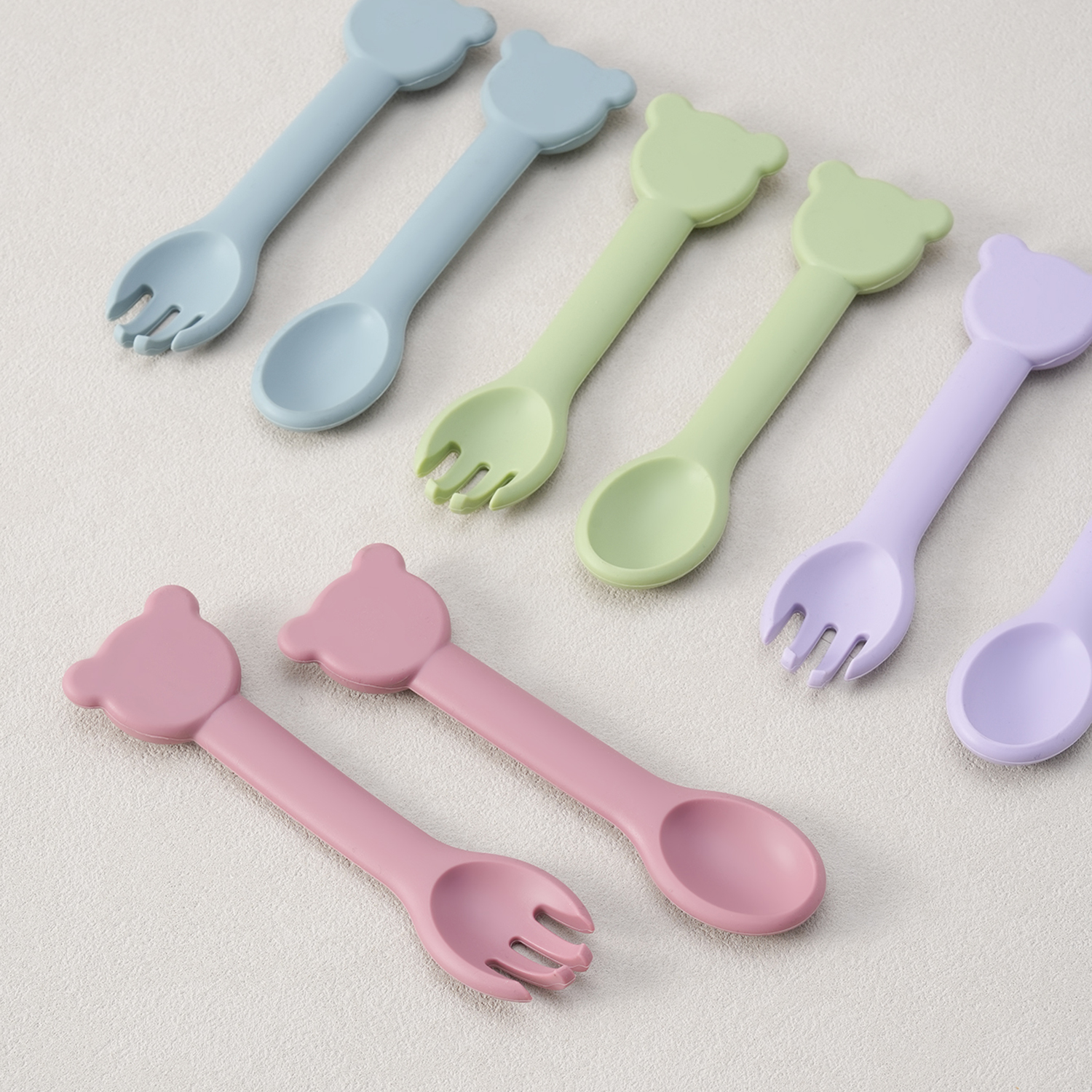 2PCS Silicone Baby Tableware A - Baby Food Utensils Set 评论和价格