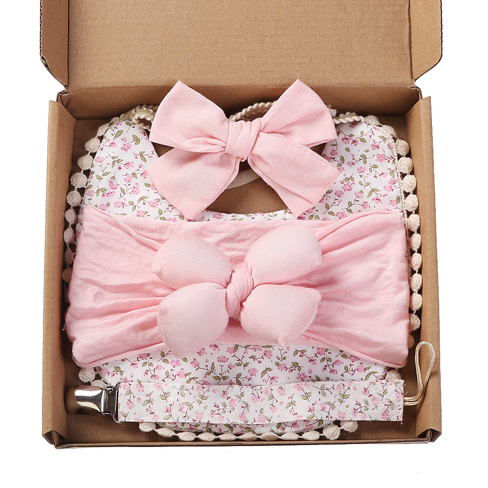 4Pcs/Set Flower Print Baby Bib - Baby Food Set 评论和价格