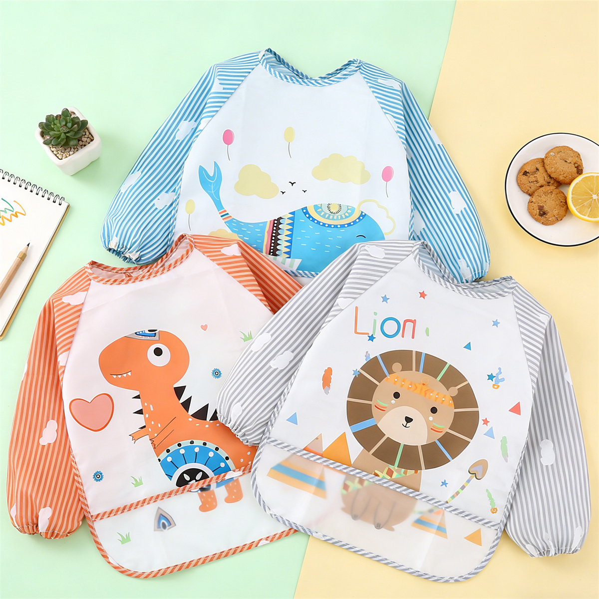 2pcs Waterproof Full Sleeve Ba - Baby Food Set 评论和价格