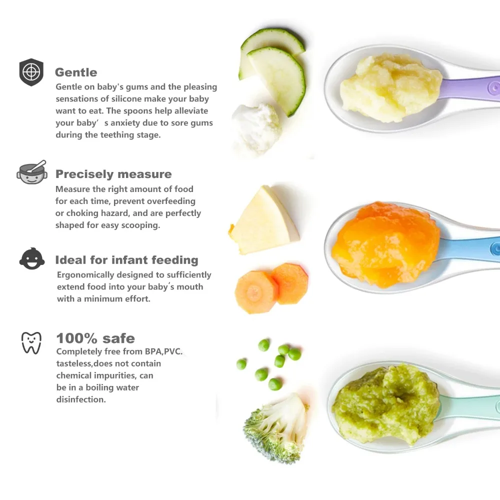 Baby Spoons Soft Silicone Todd - Baby Food Utensil 评论和价格