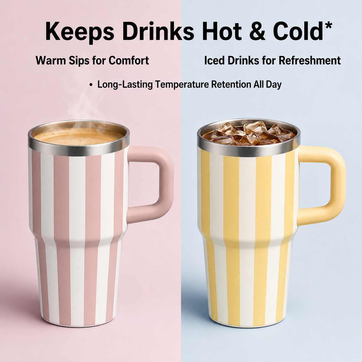 Striped Tumbler Cup with Handl - Training Cup Straw 评论和价格