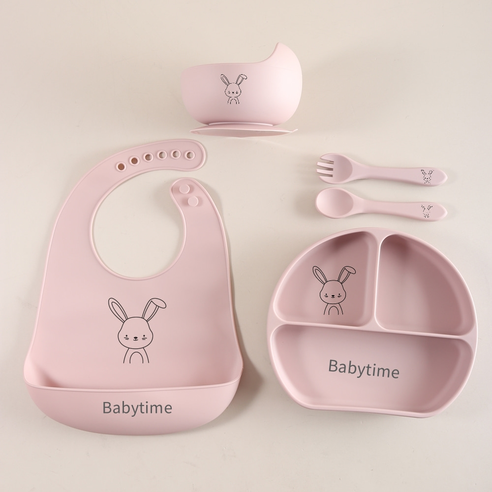 5pcs Bunny Baby Utensils Set,  - Baby Food Utensils Set 评论和价格