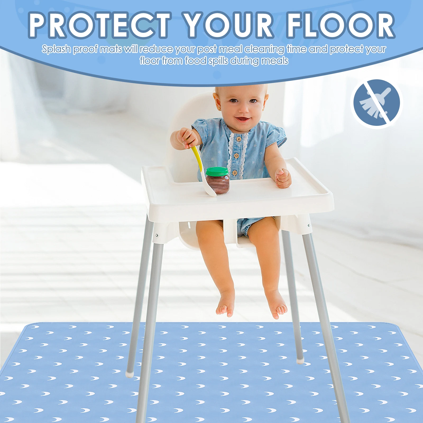 Baby Play Mat 51 Inch Waterpro - Highchair Splash Mat 评论和价格