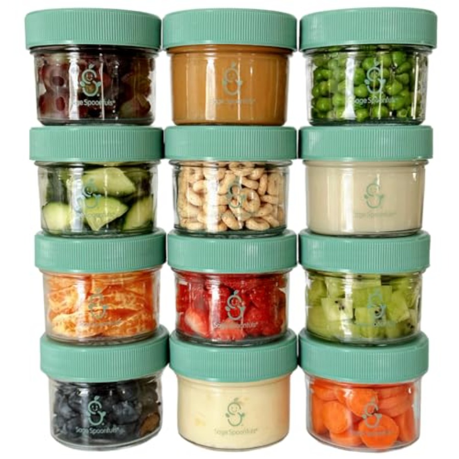 Sage Spoonfuls -12 Pack 4 oz B - Baby Food Glass Jar 评论和价格