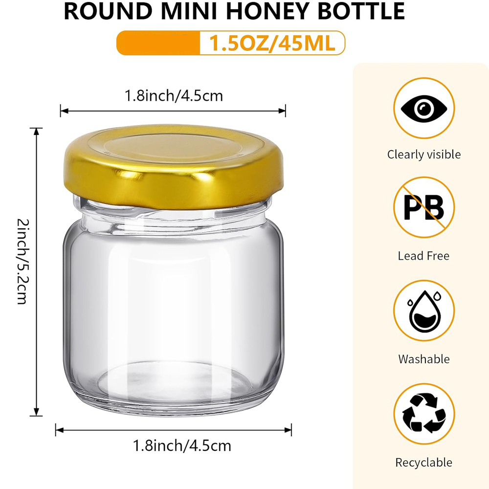 1.5 oz Round Mini Clear Honey  - Baby Food Glass Jar 评论和价格