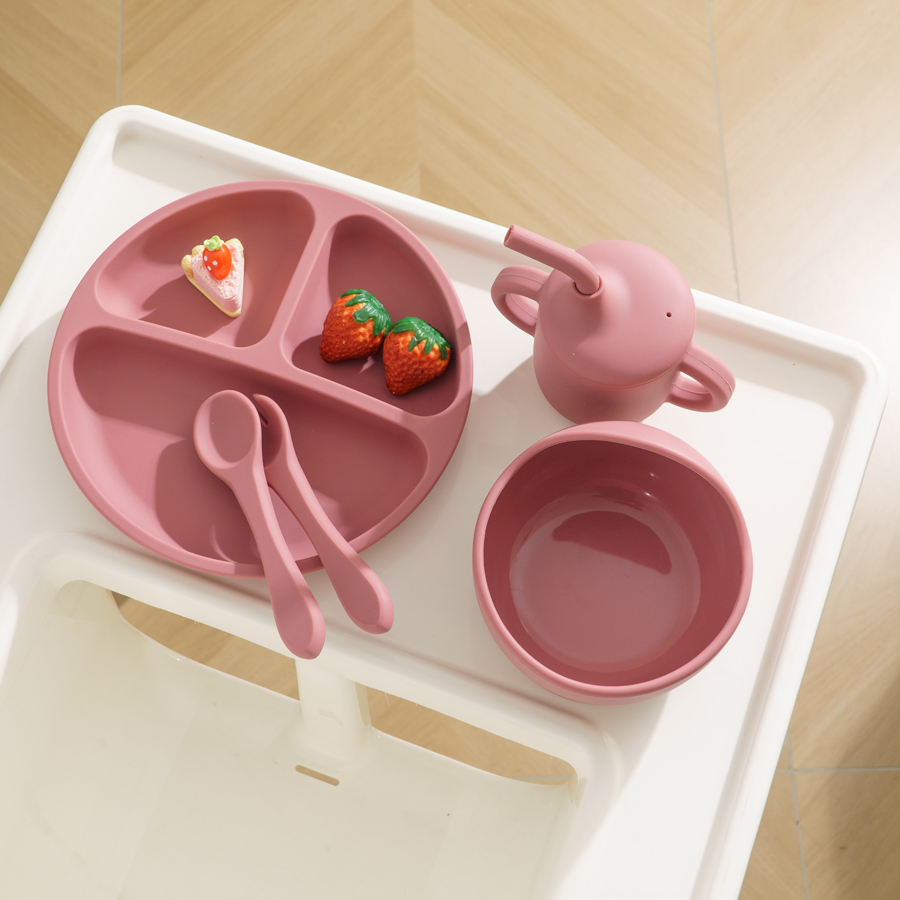 5PCS Baby Silicone Tableware S - Baby Food Utensils Set 评论和价格