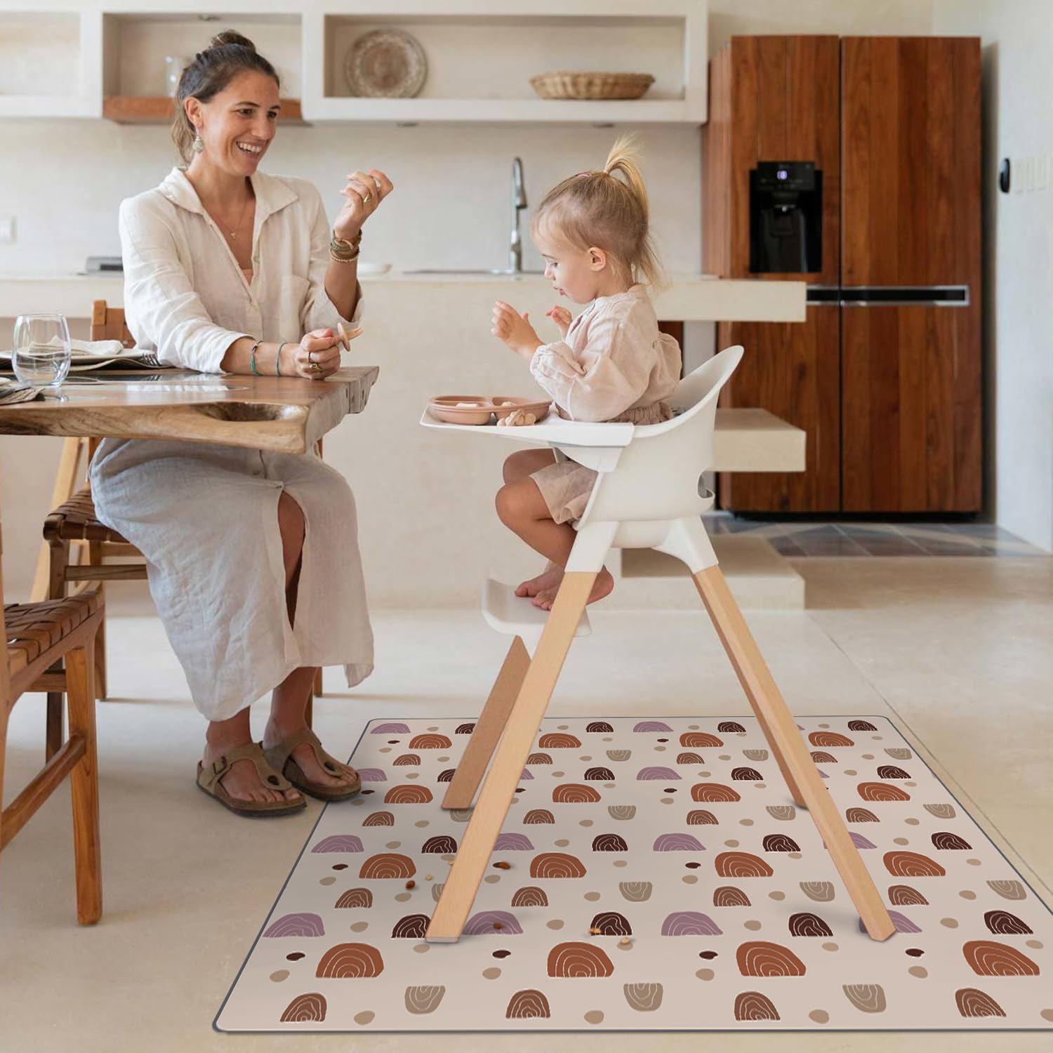 Boho Rainbow Baby Splat Mat fo - Highchair Splash Mat 评论和价格