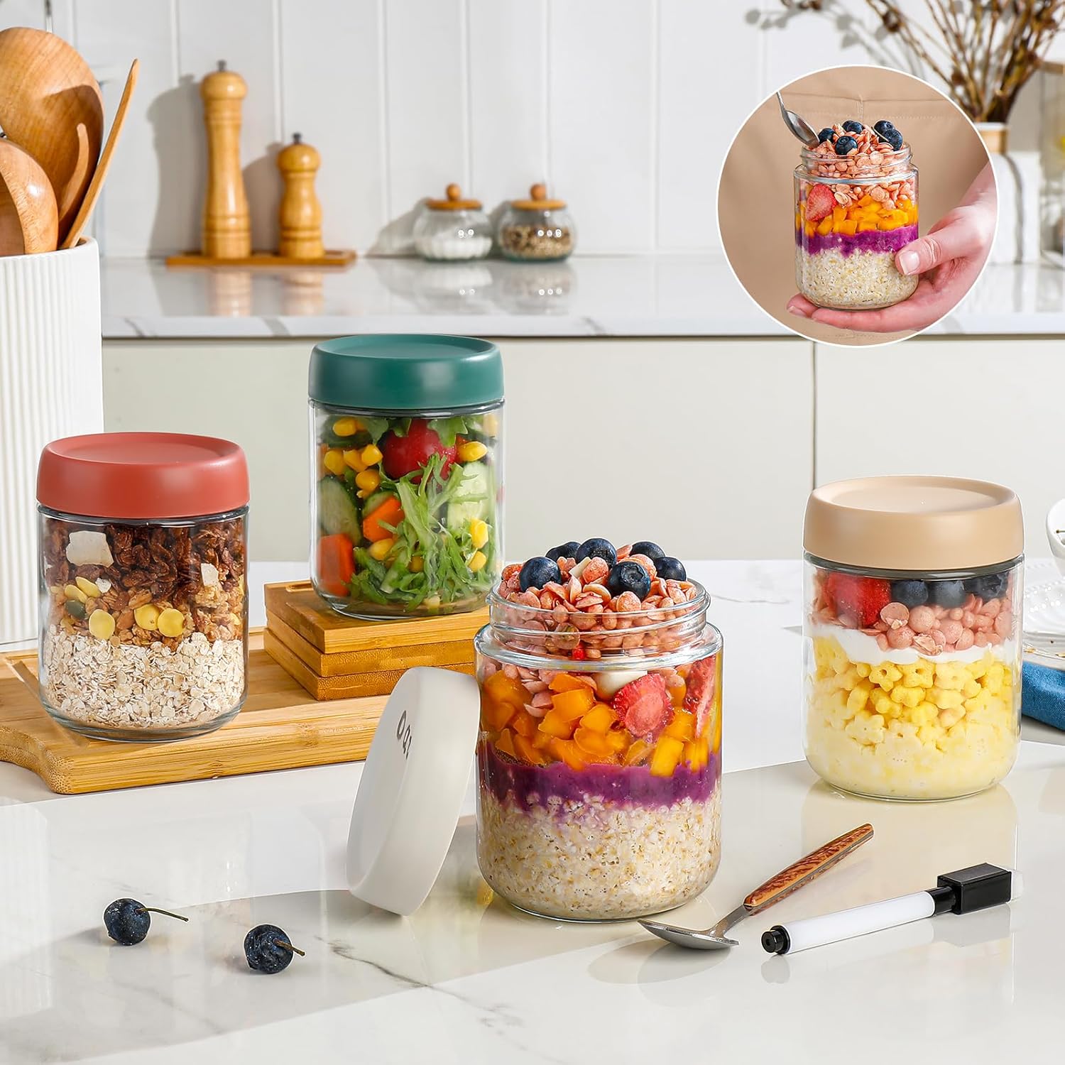 Glass Overnight Oats Container - Baby Food Glass Jar 评论和价格