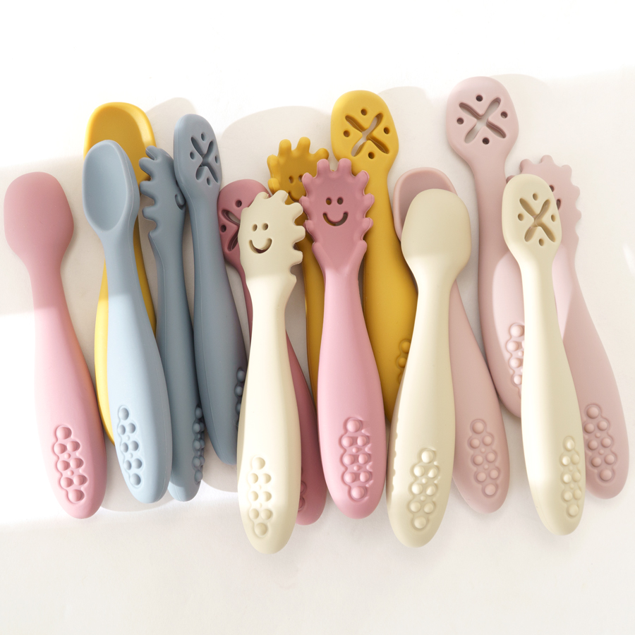3PCS Silicone Spoon Fork For B - Baby Food Utensils Set 评论和价格