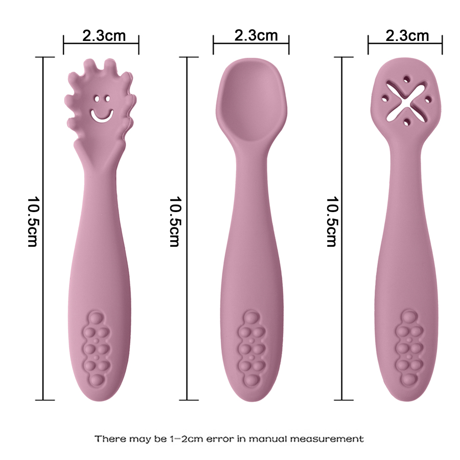 3PCS Silicone Spoon Fork For B - Baby Food Utensils Set 评论和价格