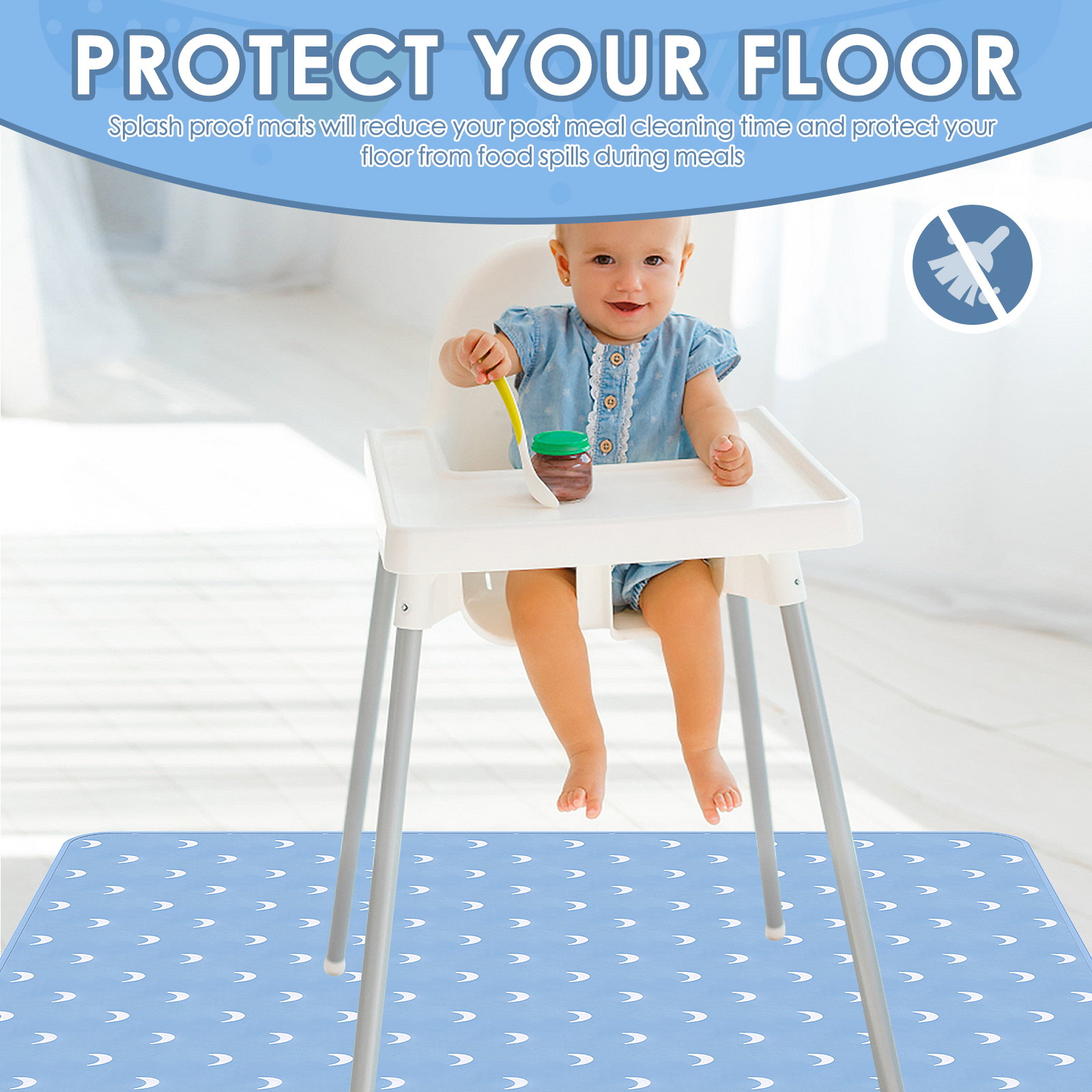 Baby Play Mat 51 Inch Waterpro - Highchair Splash Mat 评论和价格