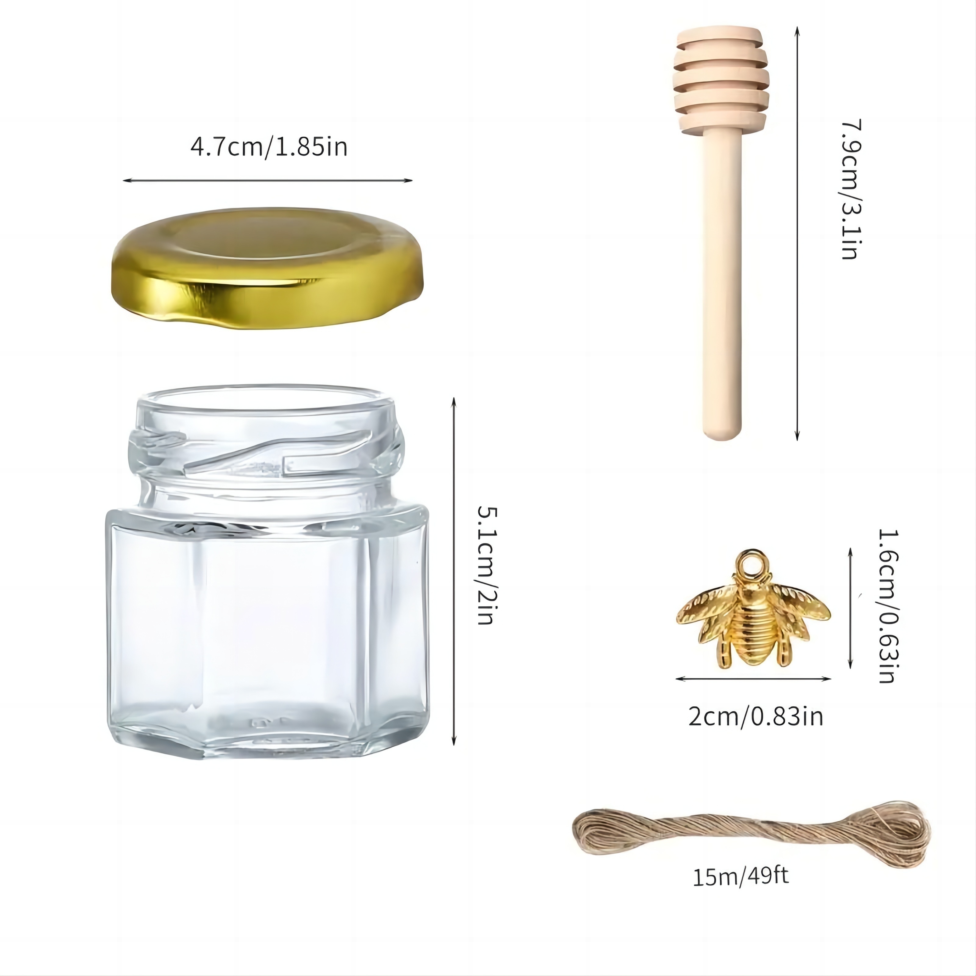 1.5 Oz Hexagon Mini Glass Hone - Baby Food Glass Jar 评论和价格