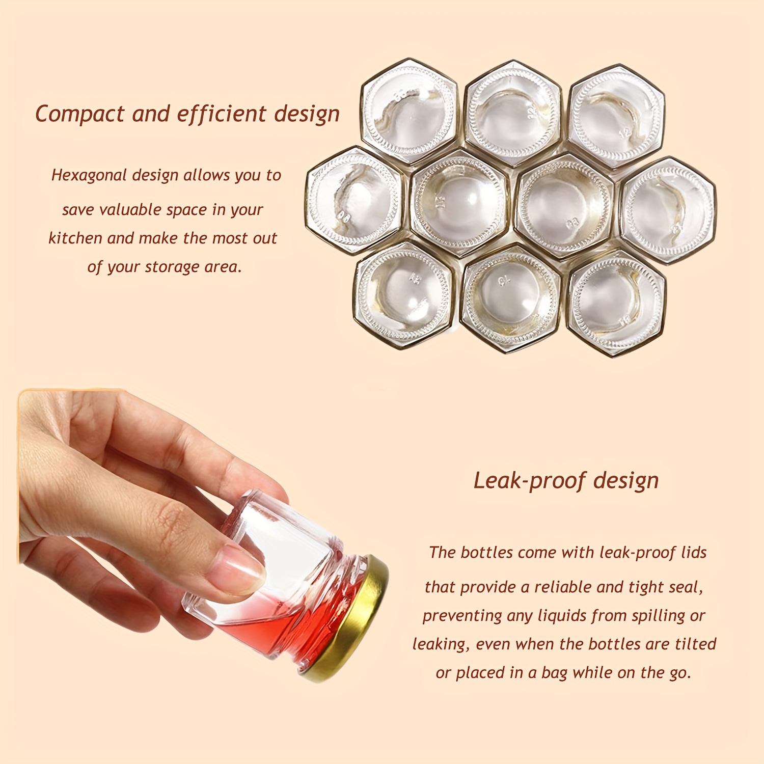 1.5 Oz Hexagon Mini Glass Hone - Baby Food Glass Jar 评论和价格