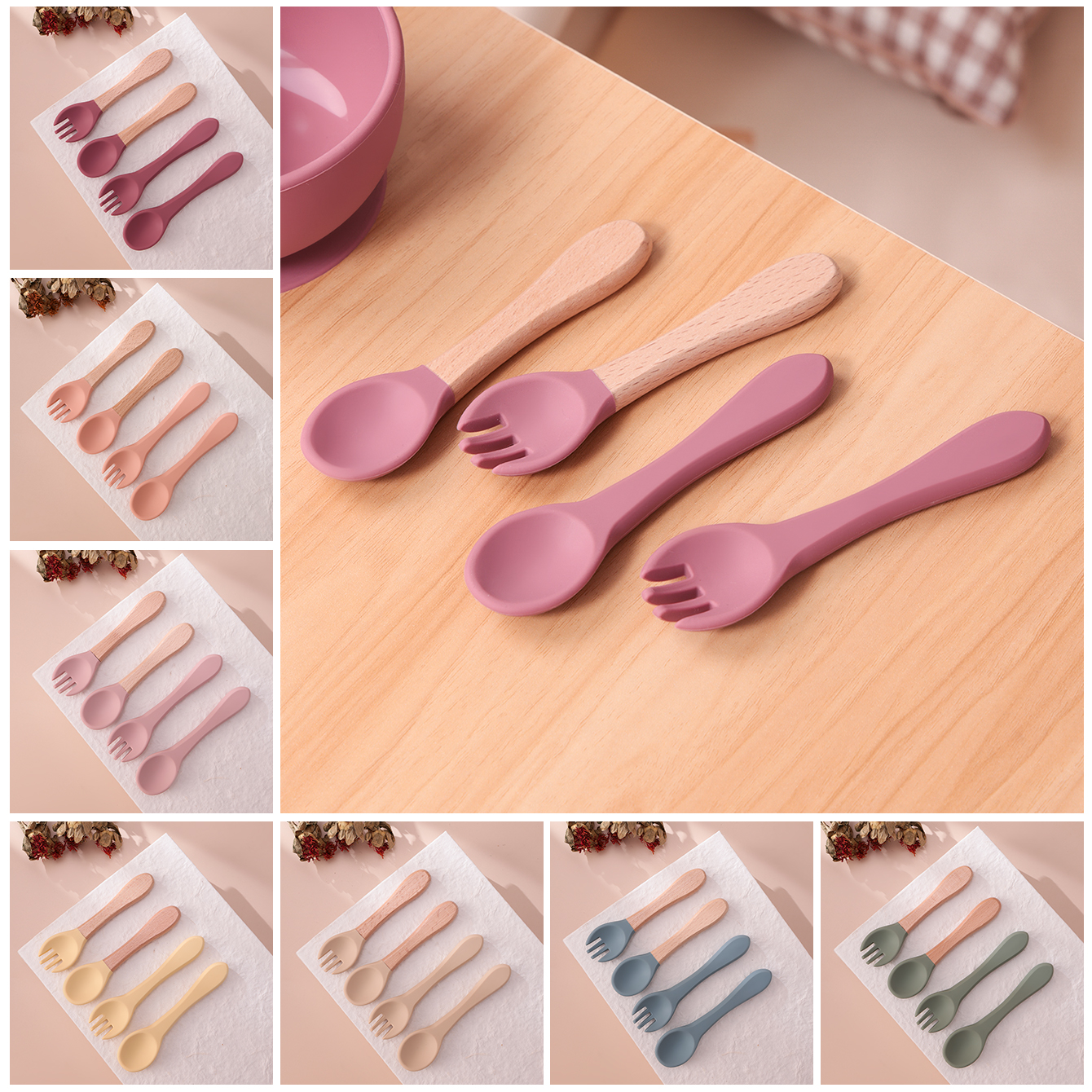 Color Kids 4PCS Silicone Baby  - Baby Food Utensil 评论和价格