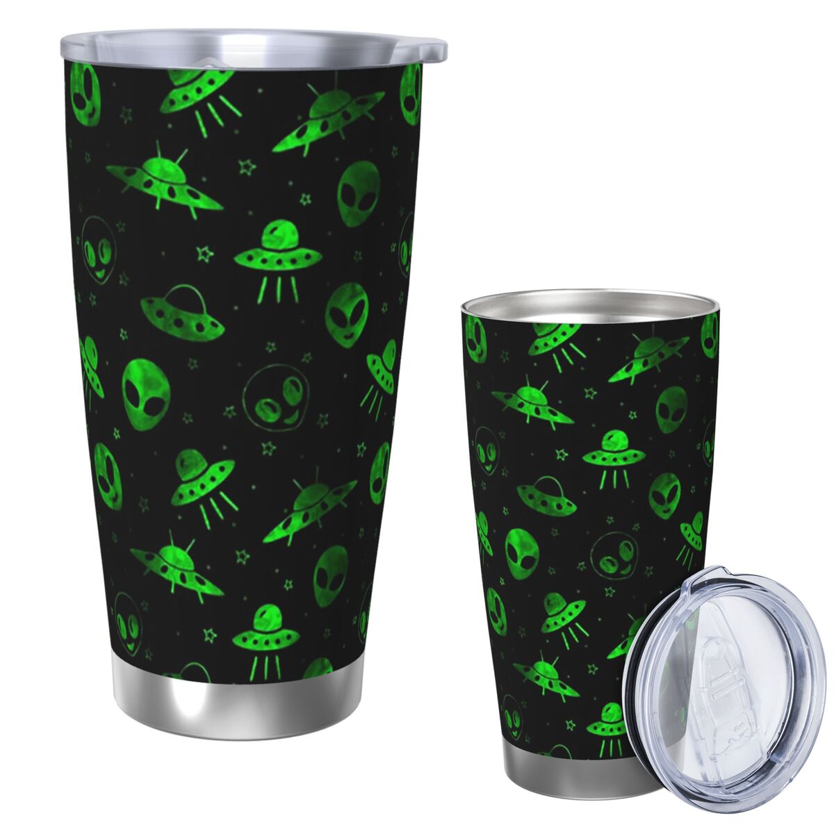 Aliens And UFOs Pattern Stainl - Training Cup Straw 评论和价格