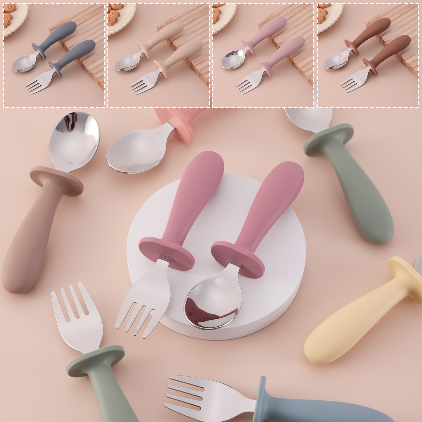 Color Kids 2PCS Stainless Stee - Baby Food Utensils Set 评论和价格