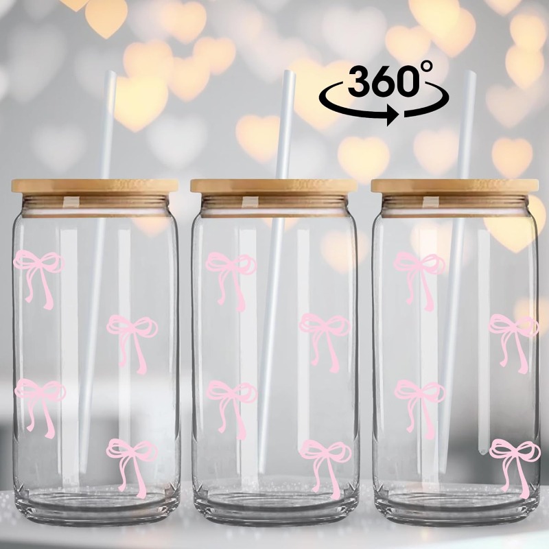 500ml Cute Pink Bow Glass Cups - Training Cup Straw 评论和价格