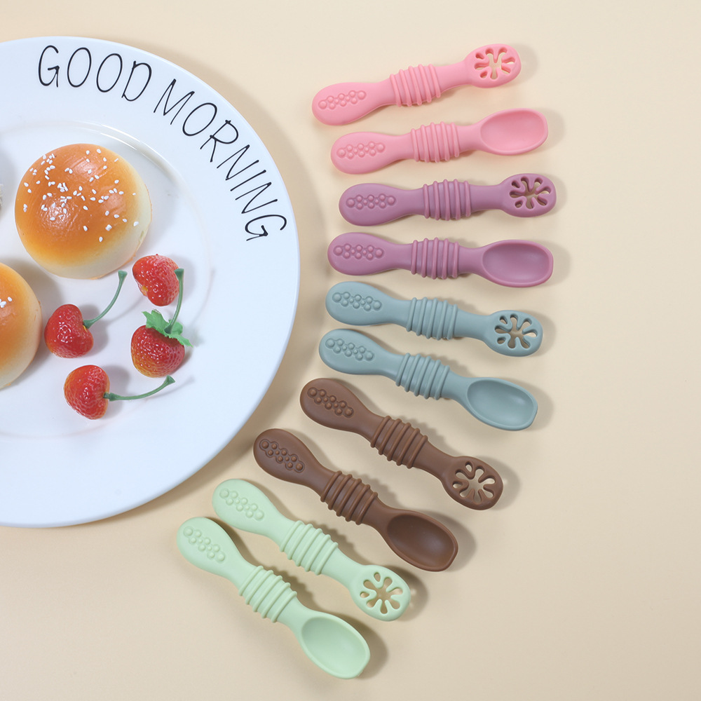 2PCS Cute Baby Learning Spoons - Baby Food Utensils Set 评论和价格