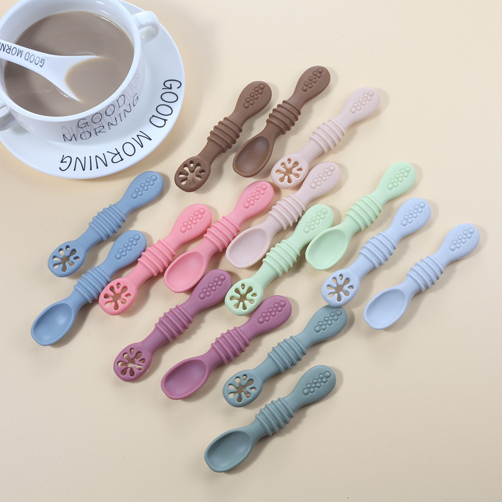 2PCS Cute Baby Learning Spoons - Baby Food Utensils Set 评论和价格